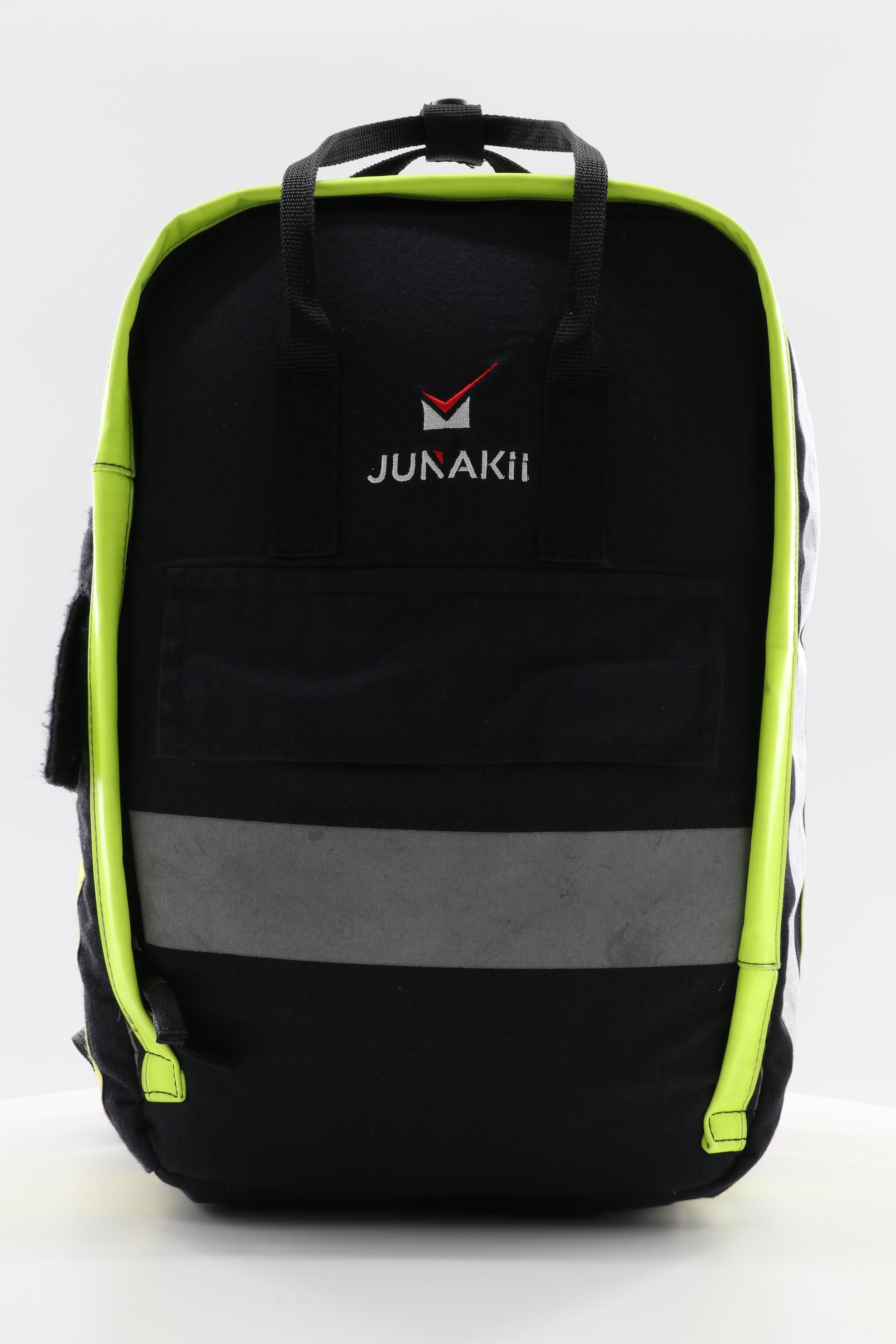 Laptop Rucksack schwarz gelb aus upgecycelter Feuerwehrkleidung 38x27x13cm