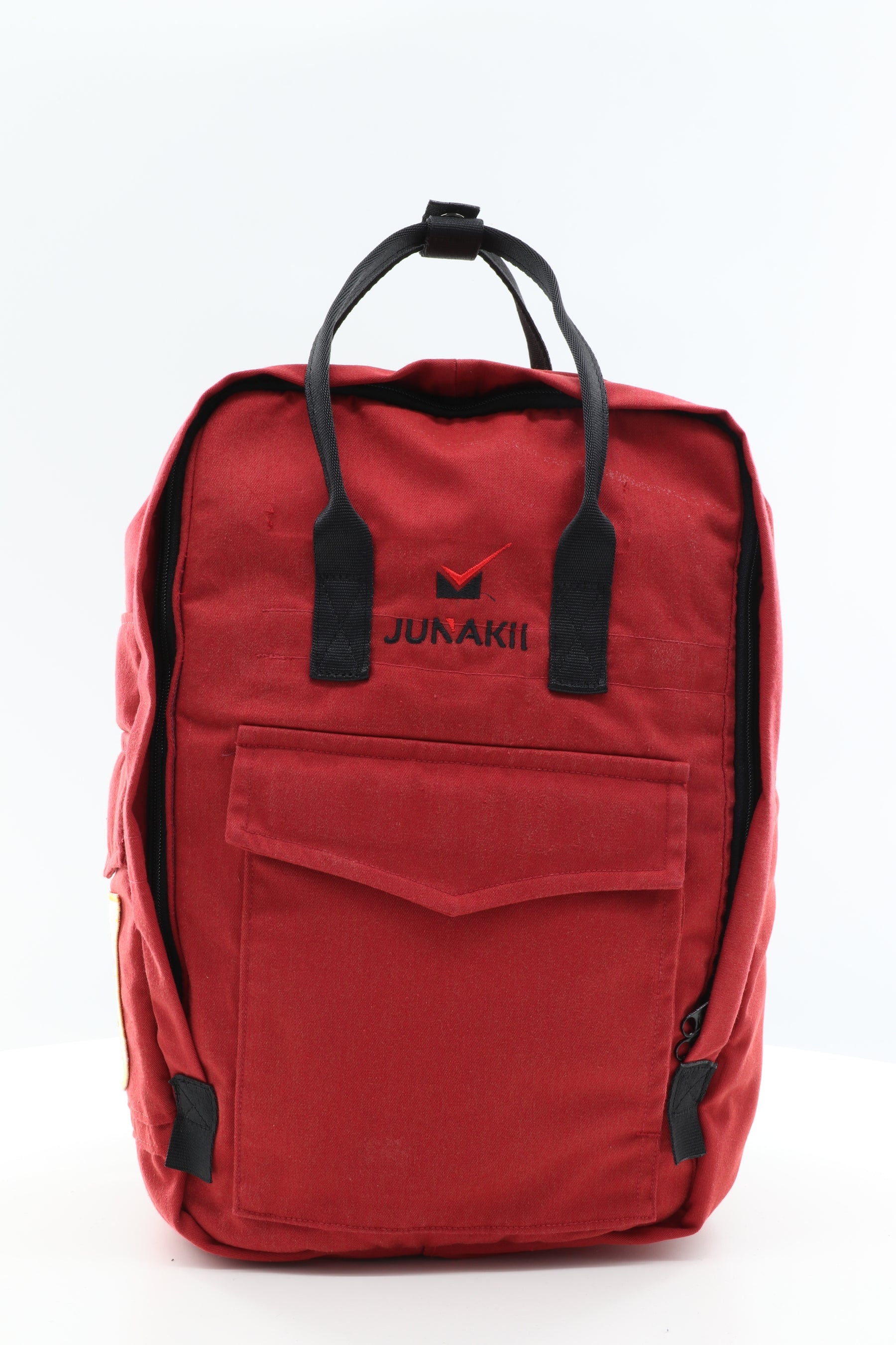 Laptop Rucksack rot aus upgecycelter Feuerwehrkleidung 38x27x13cm