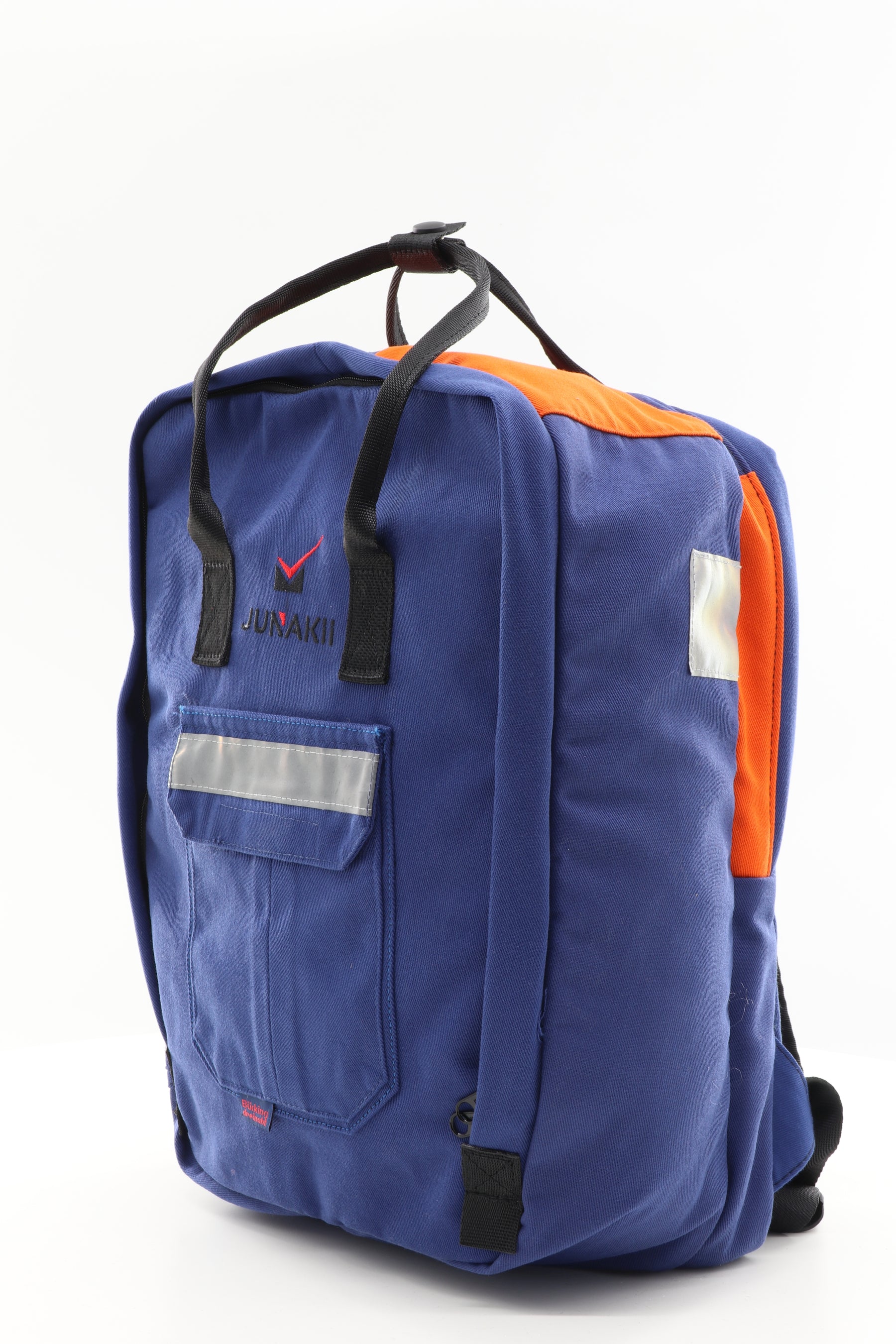 Laptop Rucksack blau aus upgecycelter Feuerwehrkleidung 38x27x13cm