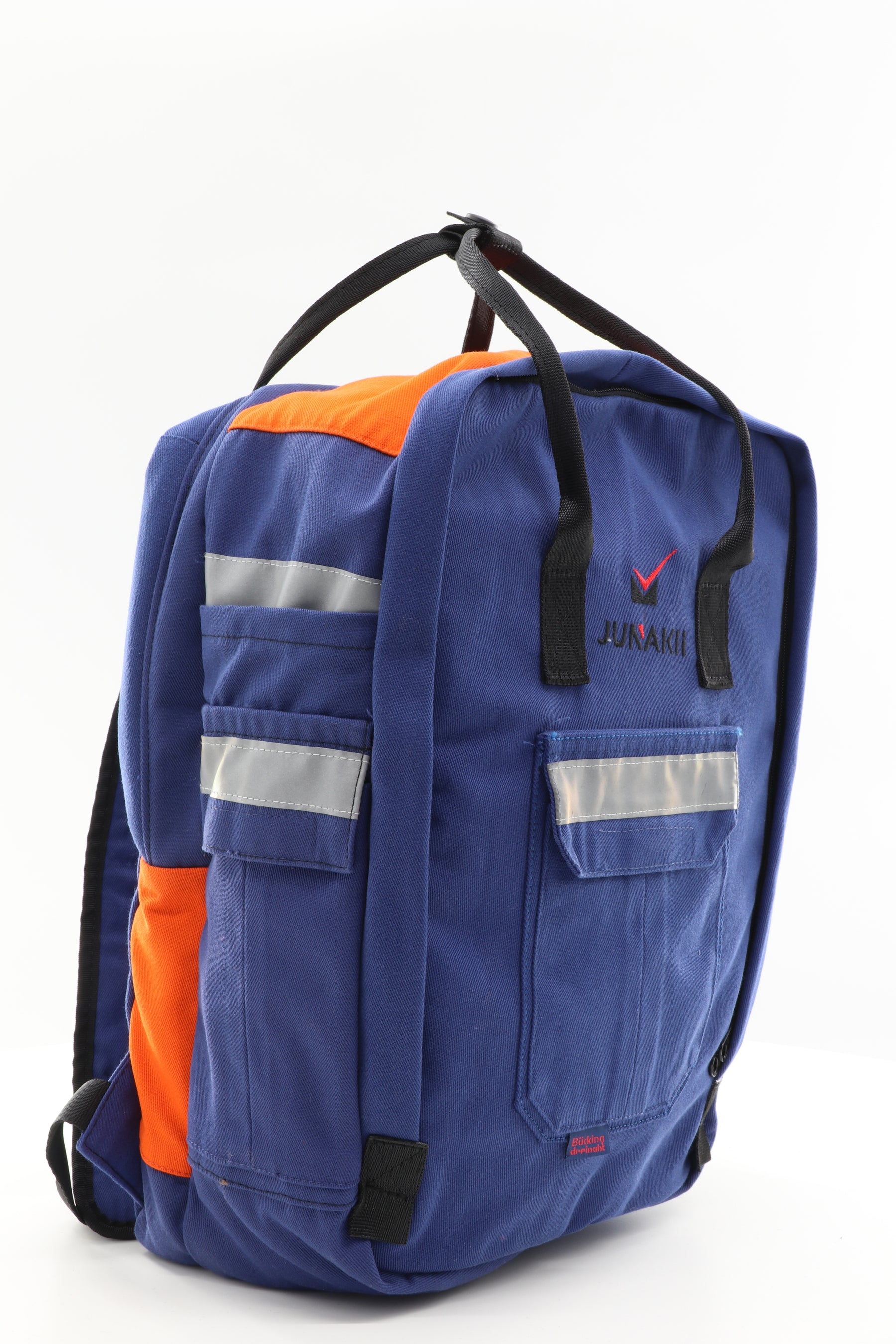 Laptop Rucksack blau aus upgecycelter Feuerwehrkleidung 38x27x13cm