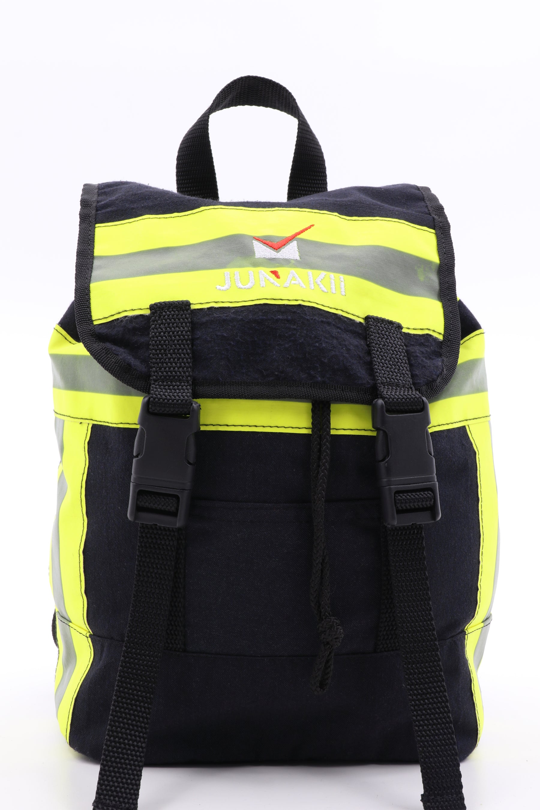 Mini Rucksack Klassik blau gelb aus upgecycelter Feuerwehrkleidung 23x32x10cm