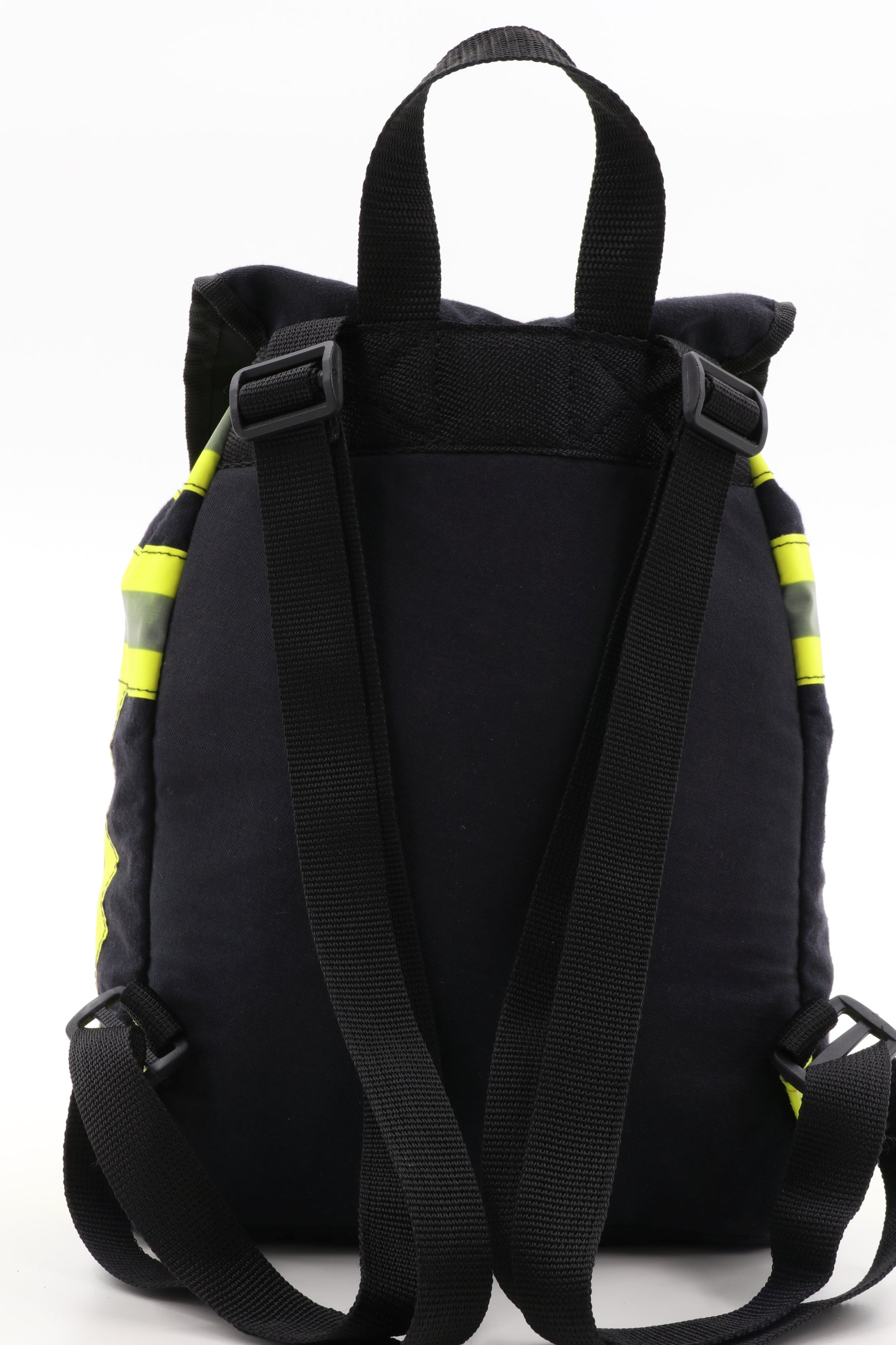 Mini Rucksack Klassik blau gelb aus upgecycelter Feuerwehrkleidung 23x32x10cm