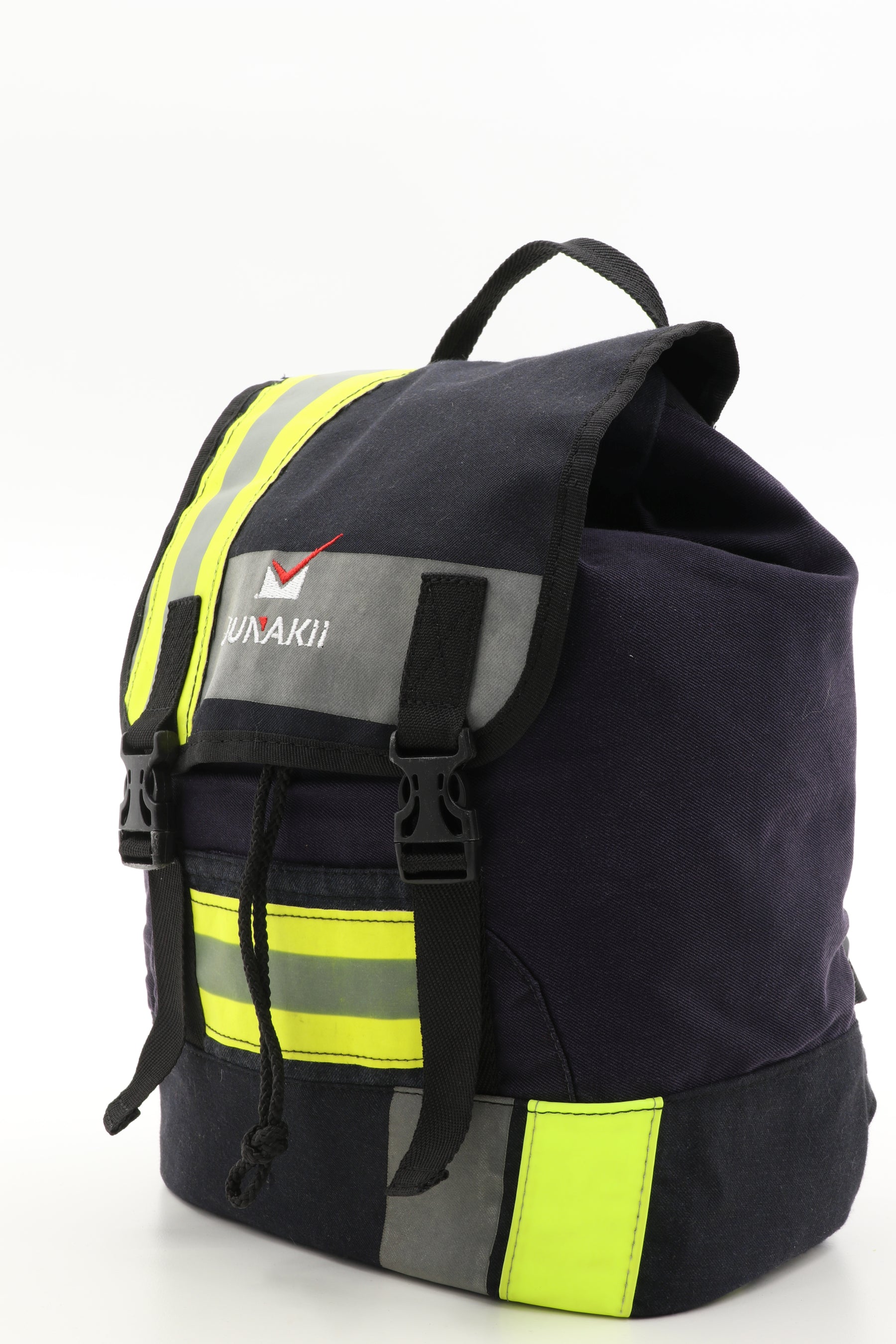 Mini Rucksack Klassik schwarz gelb aus upgecycelter Feuerwehrkleidung 23x32x10cm