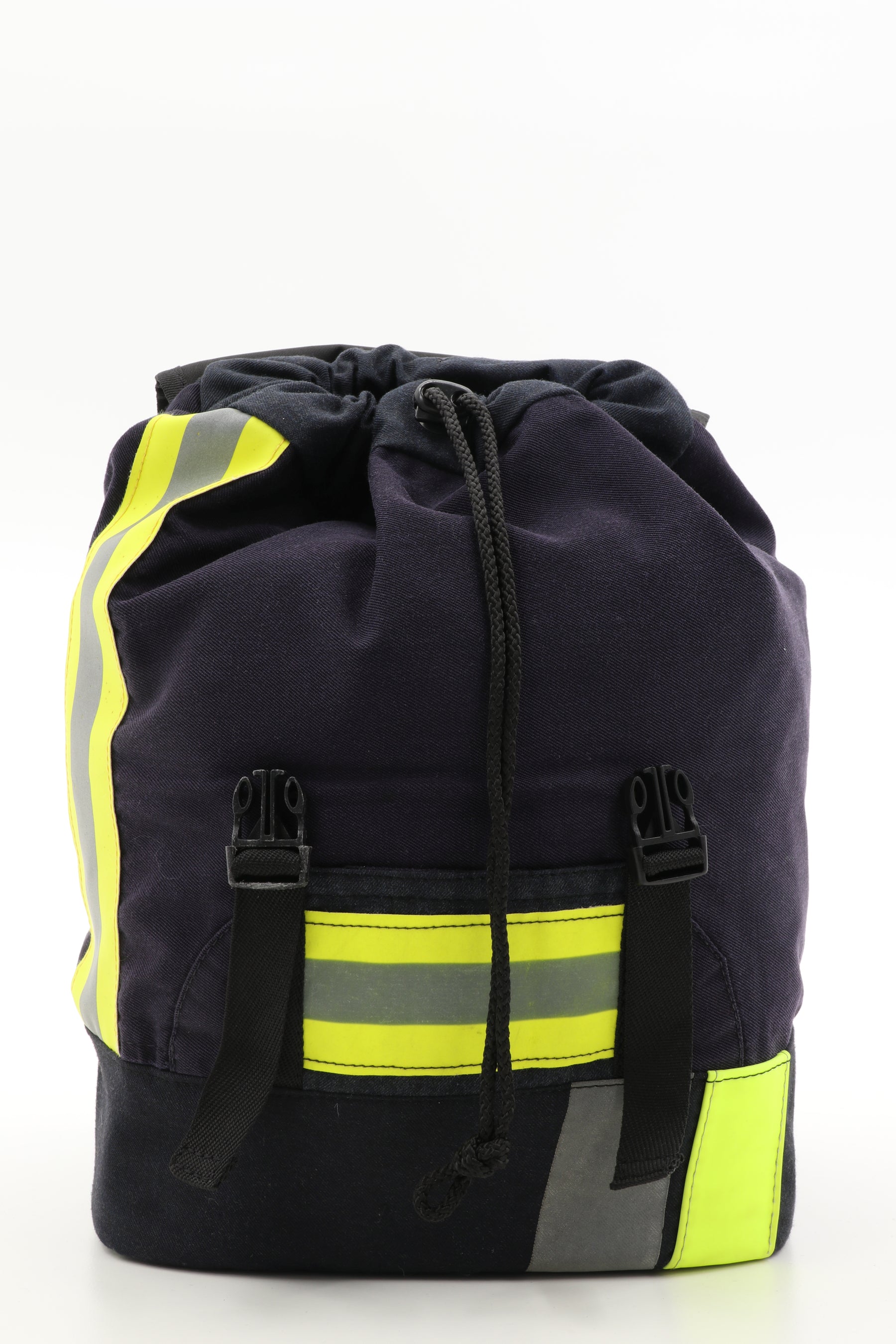 Mini Rucksack Klassik schwarz gelb aus upgecycelter Feuerwehrkleidung 23x32x10cm