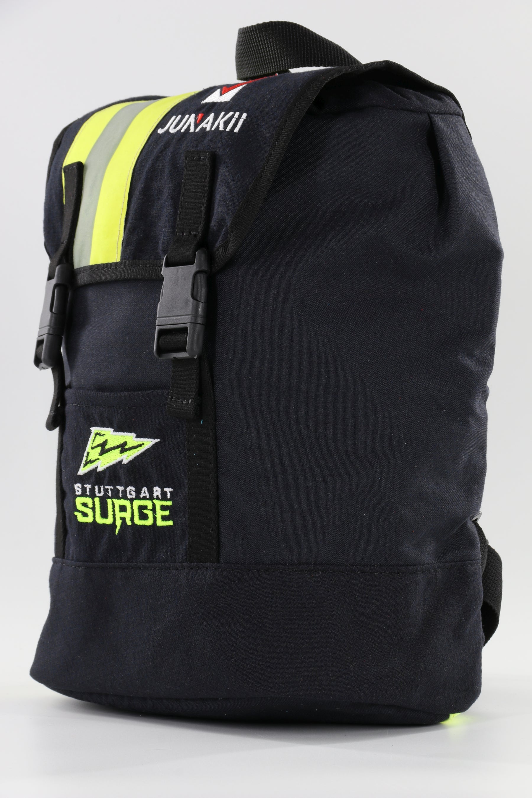 Mini Rucksack Klassik schwarz gelb aus upgecycelter Feuerwehrkleidung 23x32x10cm