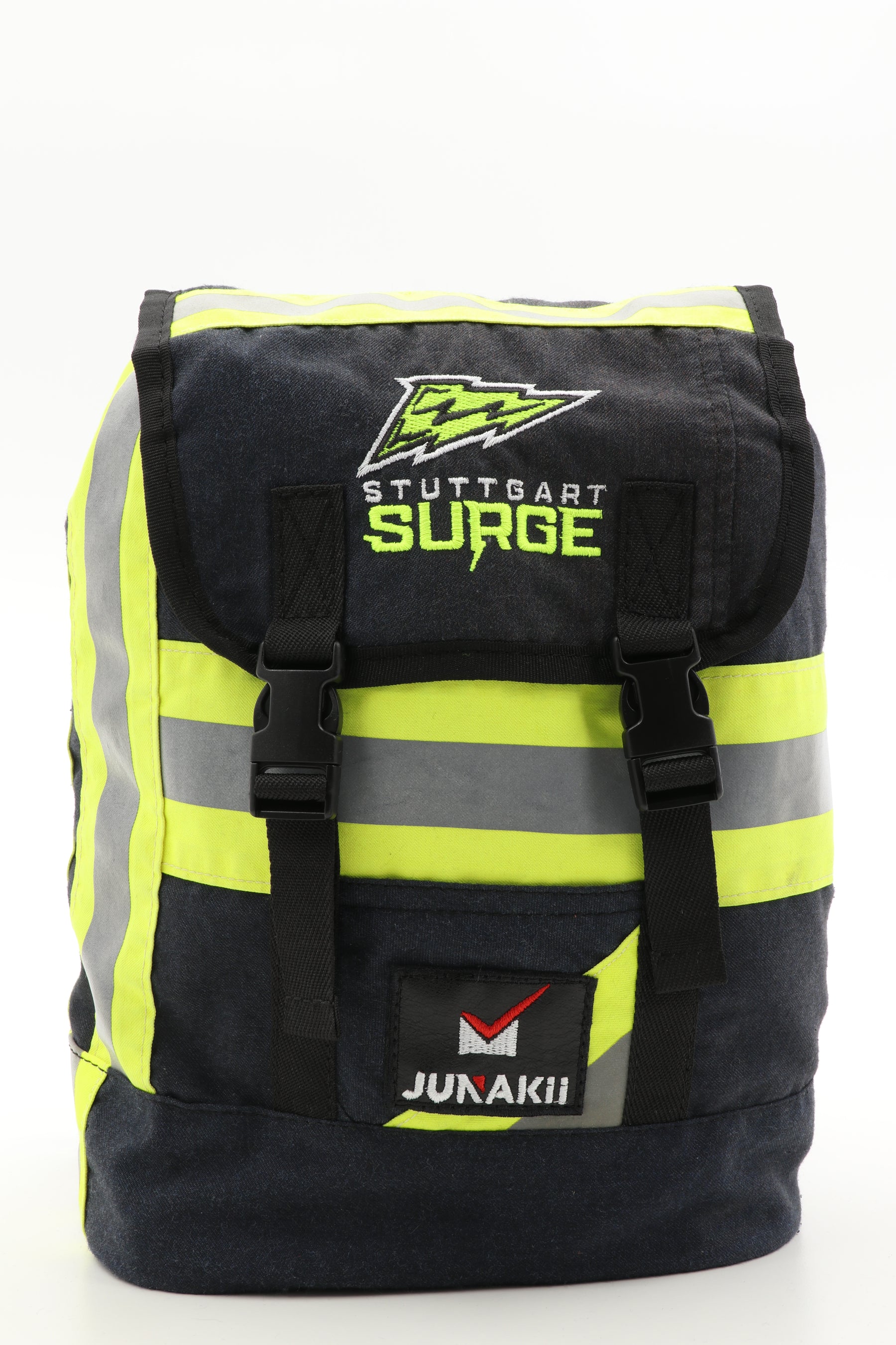 Mini Rucksack Klassik schwarz gelb aus upgecycelter Feuerwehrkleidung 23x32x10cm