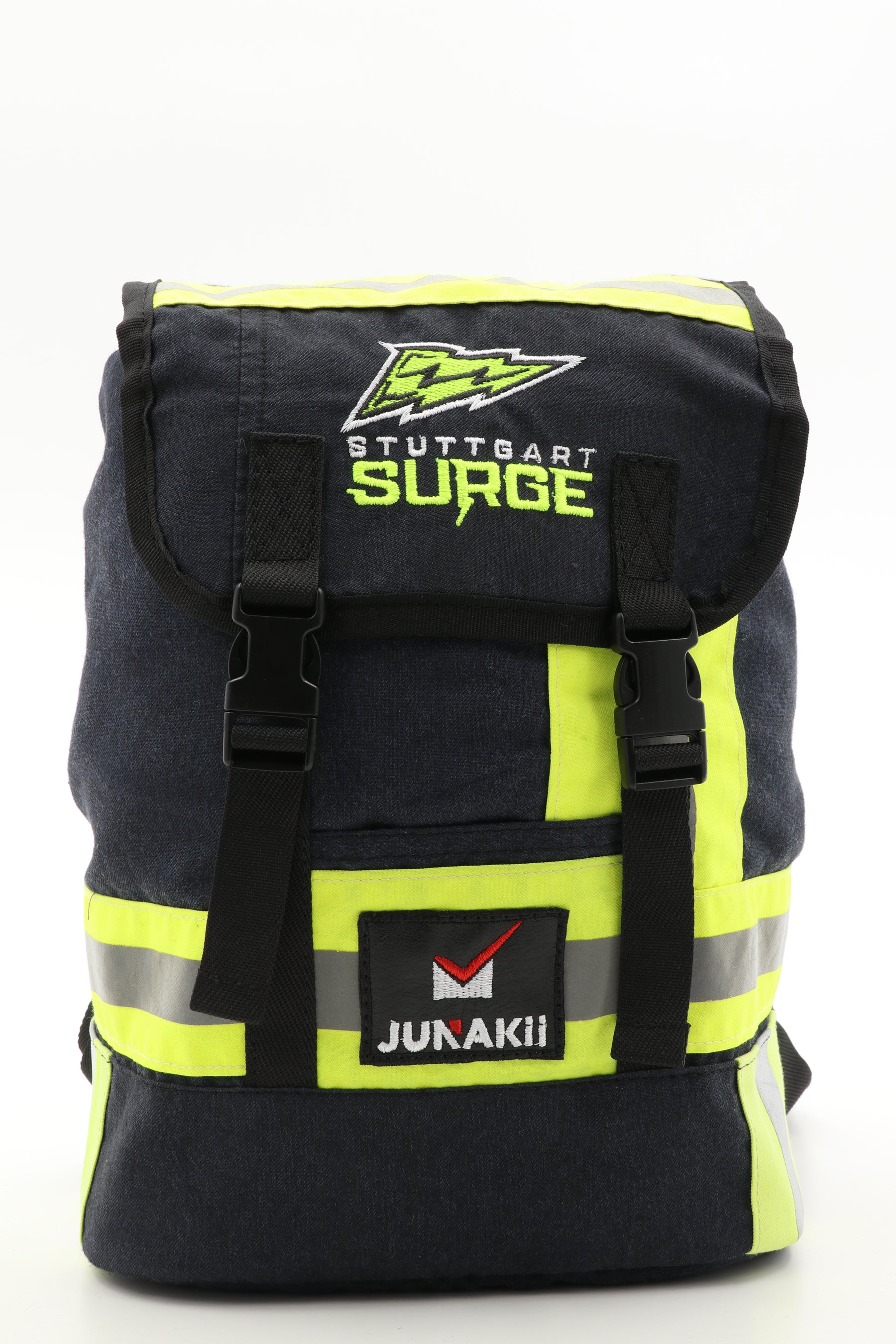 Mini Rucksack Klassik schwarz gelb aus upgecycelter Feuerwehrkleidung 23x32x10cm