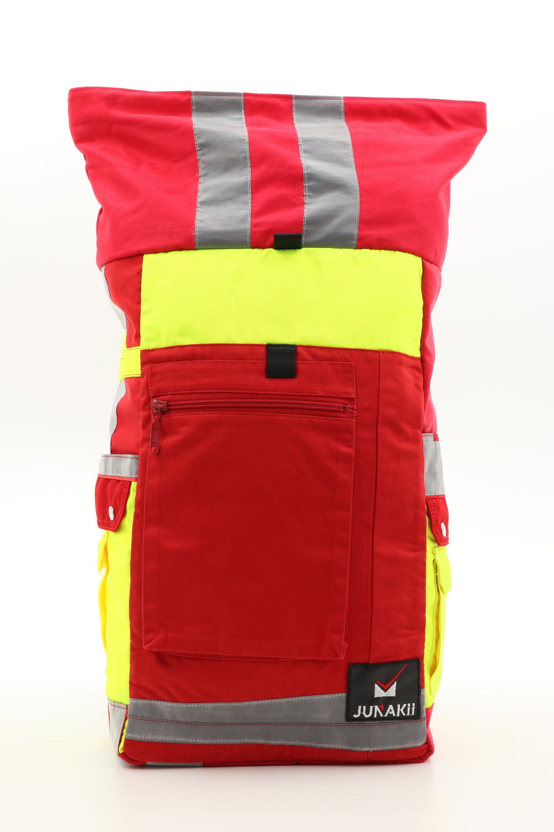 Rolltop Rucksack rot aus upgecycelter Rettungsdienstkleidung 63x27x17cm