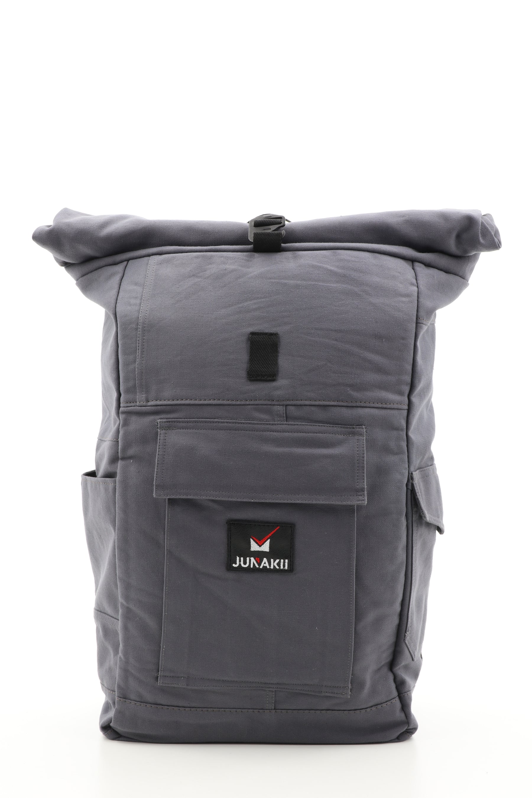 Rolltop Rucksack grau aus upgecycelter Rettungsdienstkleidung 63x27x17cm