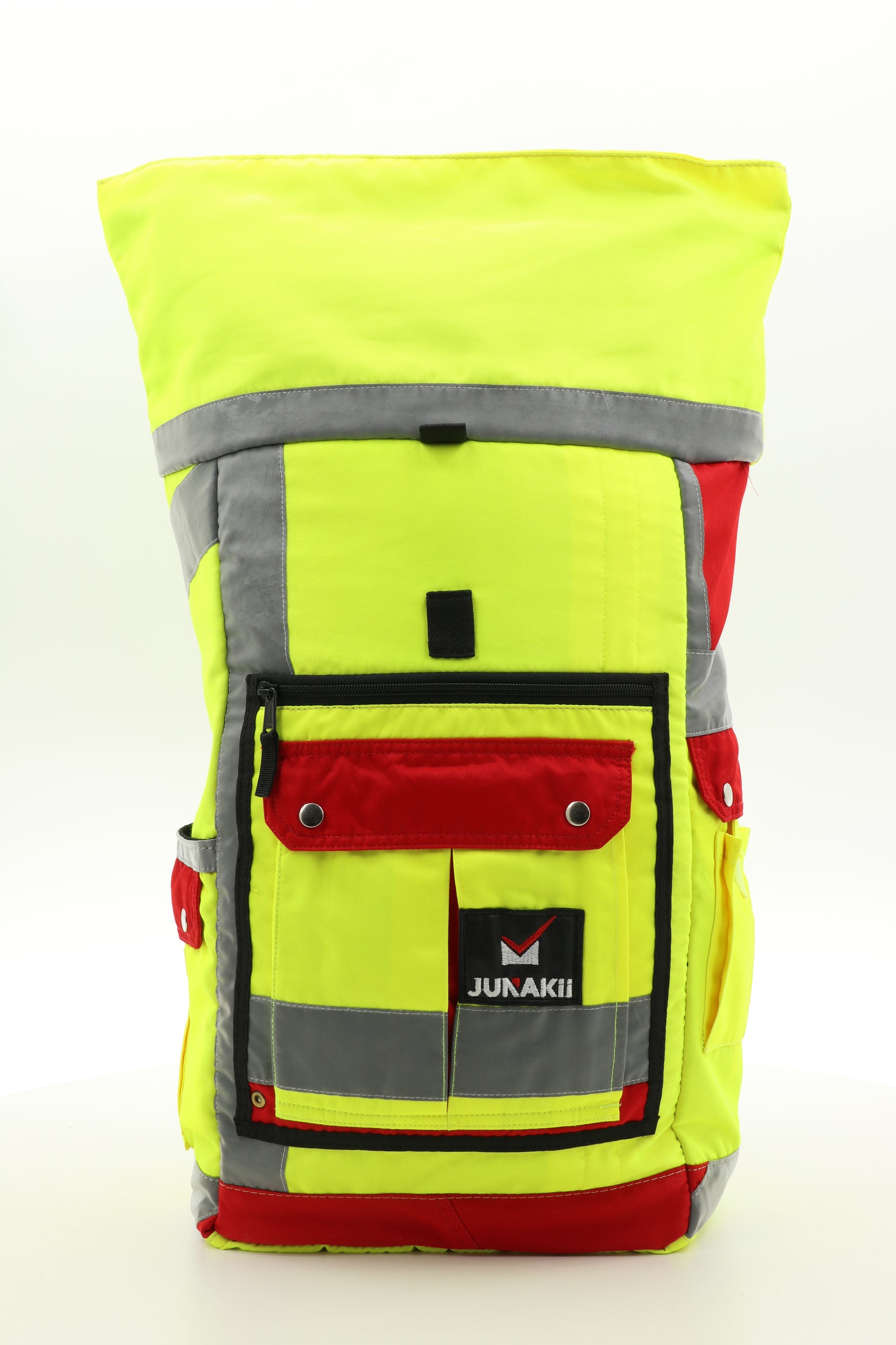 Rolltop Rucksack gelb aus upgecycelter Rettungsdienstkleidung 63x27x17cm