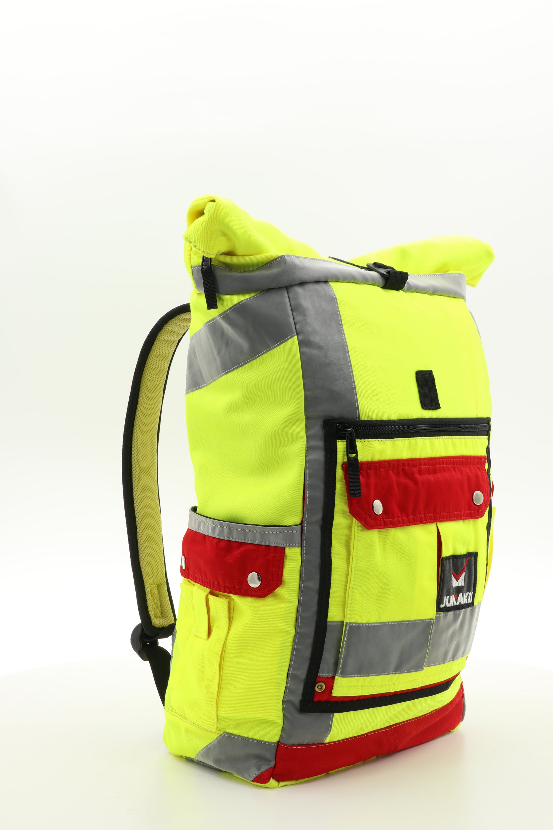 Rolltop Rucksack gelb aus upgecycelter Rettungsdienstkleidung 63x27x17cm