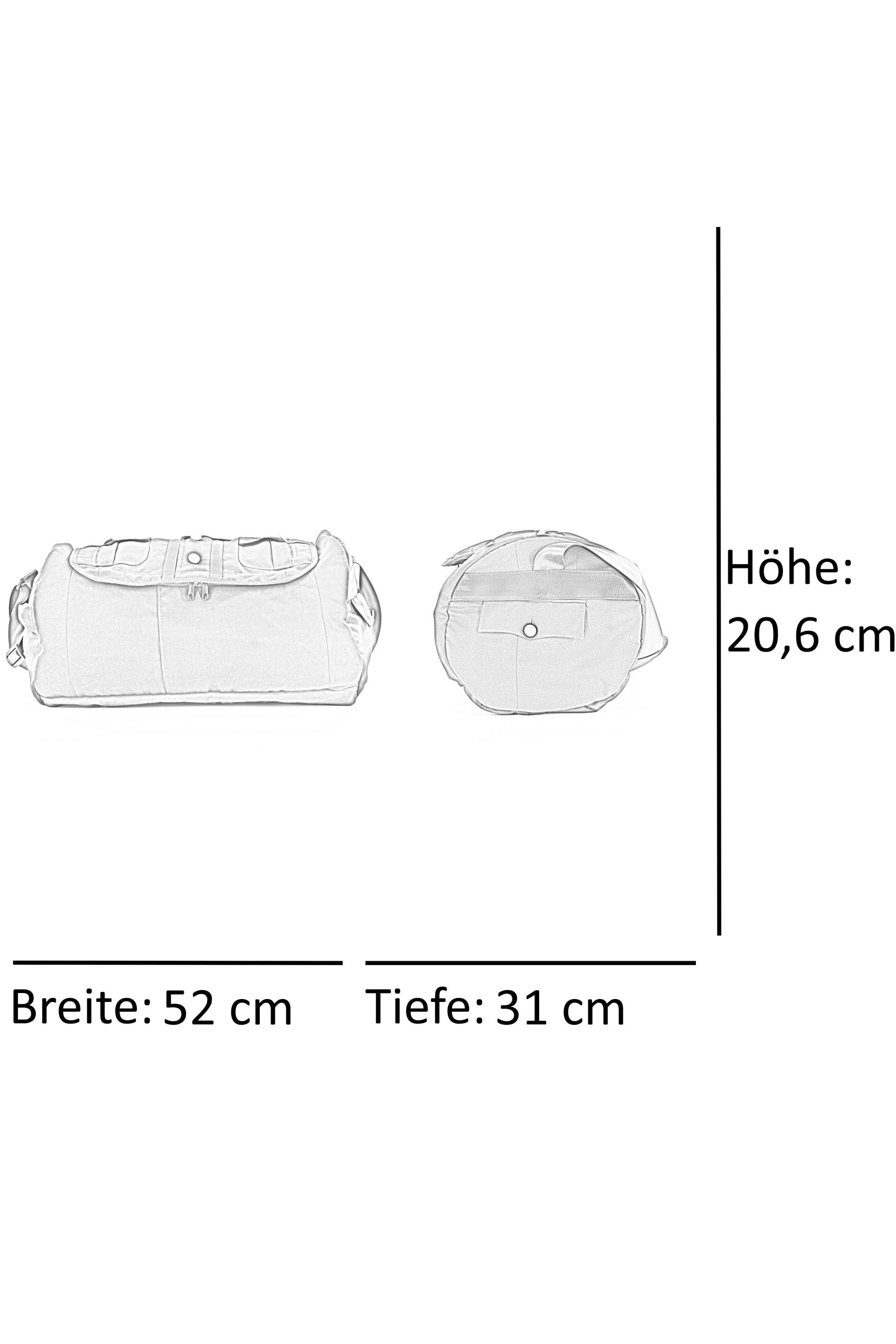 Duffel Bag schwarz gelb aus upgecycelter Feuerwehrkleidung 52x20x31cm