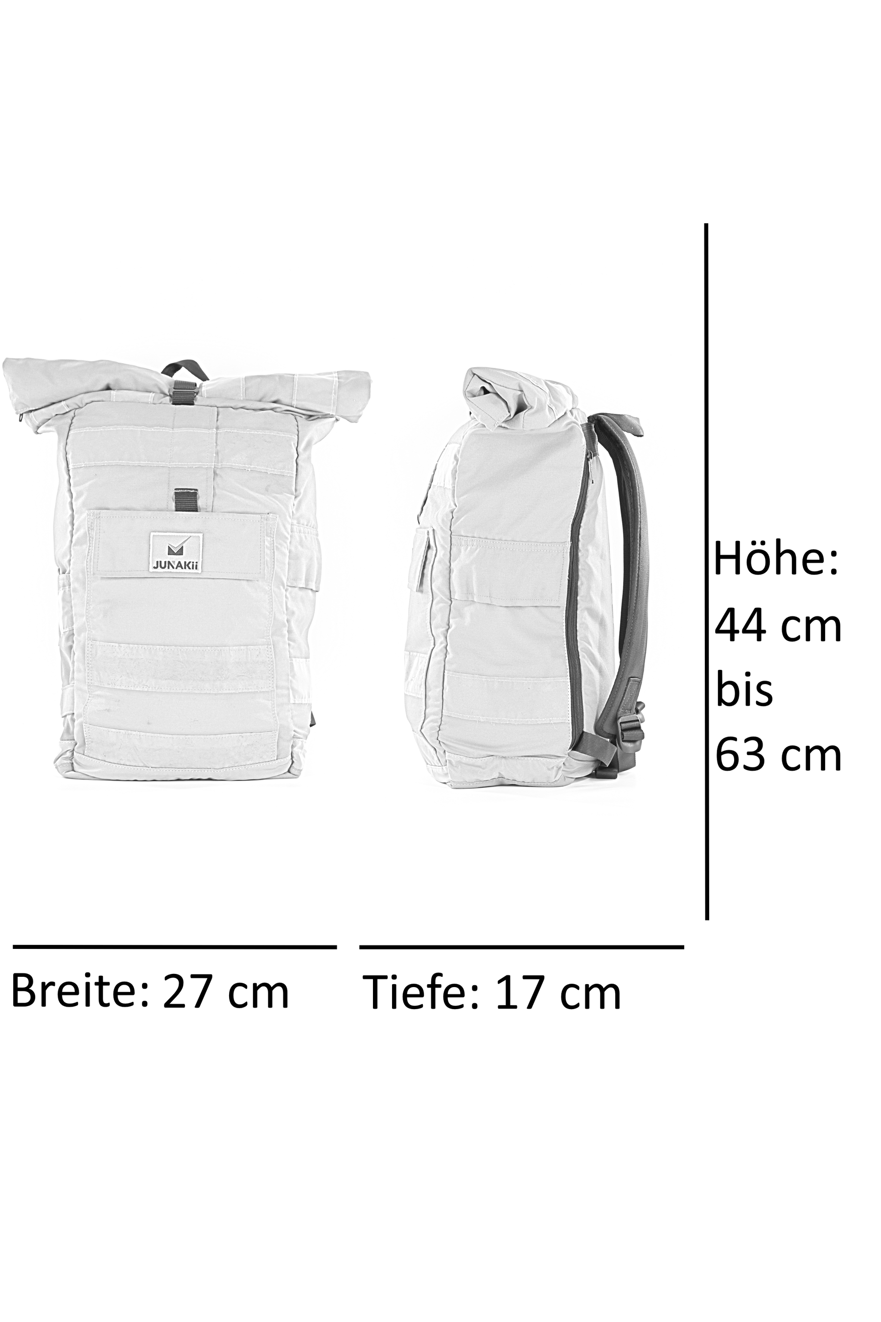 Rolltop Rucksack orange aus upgecycelter Feuerwehrkleidung 63x27x17cm