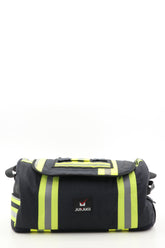 Duffel Bag schwarz gelb aus upgecycelter Feuerwehrkleidung 52x20x31cm