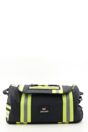 Duffel Bag schwarz gelb aus upgecycelter Feuerwehrkleidung 52x20x31cm