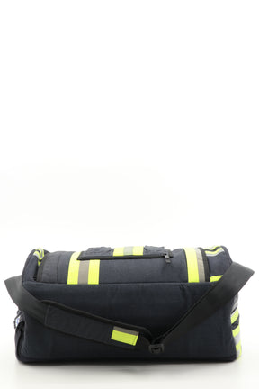 Duffel Bag schwarz gelb aus upgecycelter Feuerwehrkleidung 52x20x31cm