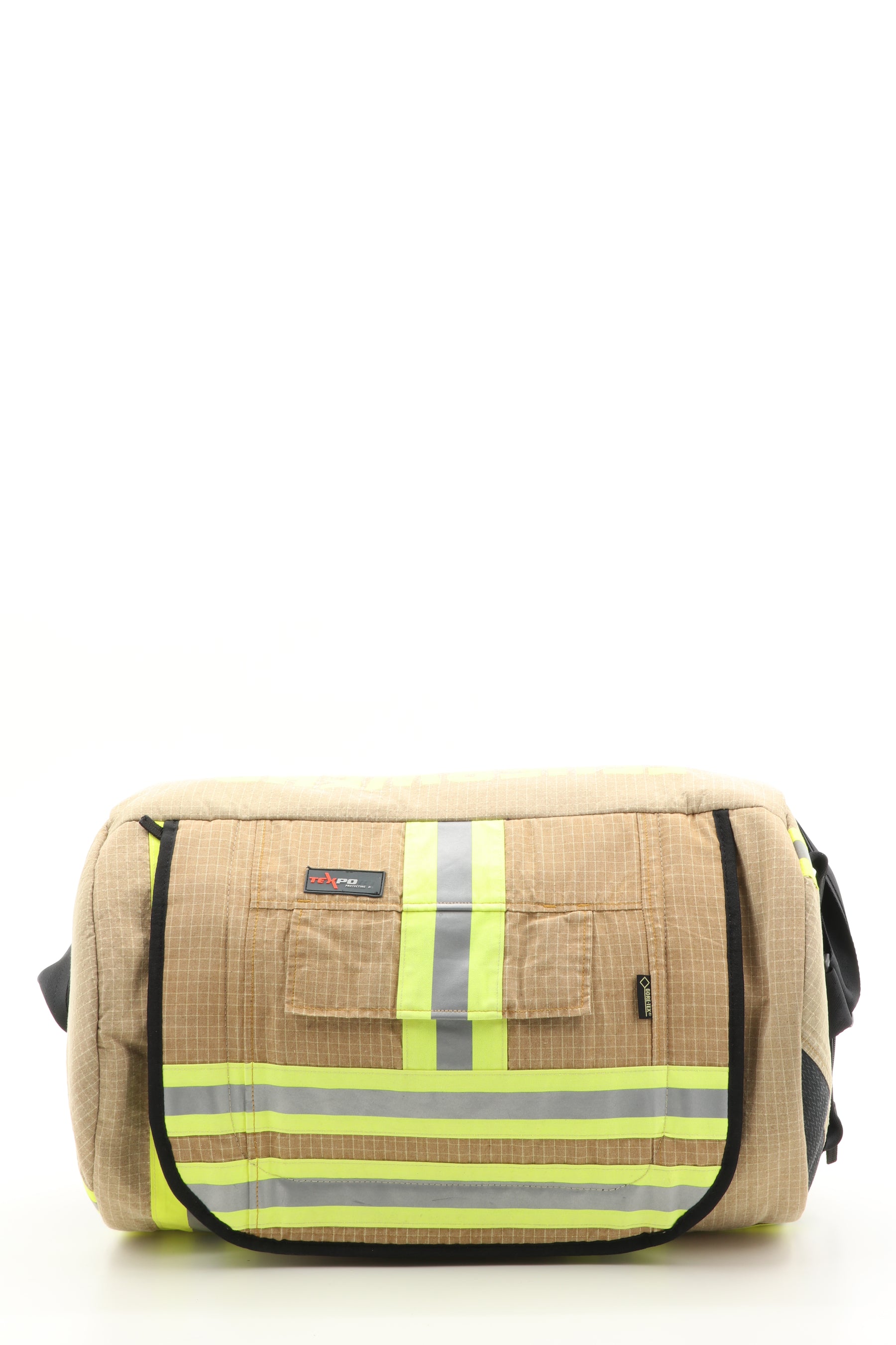 Duffel Bag beige aus upgecycelter Feuerwehrkleidung 52x20x31cm