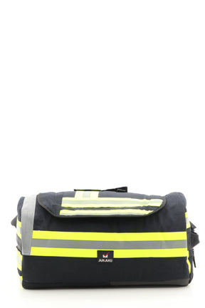 Duffel Bag schwarz gelb aus upgecycelter Feuerwehrkleidung 52x20x31cm