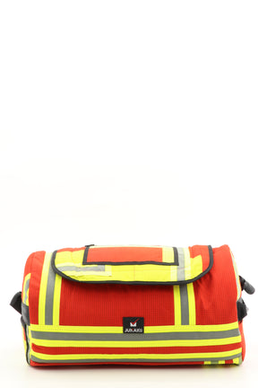 Duffel Bag rot aus upgecycelter Feuerwehrkleidung 52x20x31cm