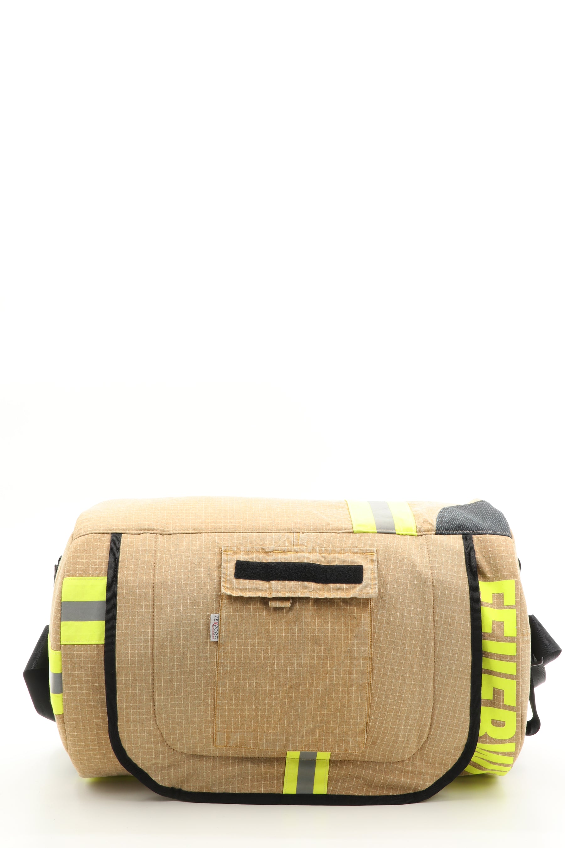 Duffel Bag beige aus upgecycelter Feuerwehrkleidung 52x20x31cm