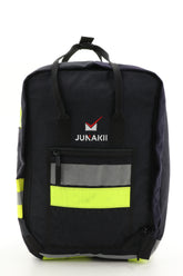 Laptop Rucksack schwarz gelb aus upgecycelter Feuerwehrkleidung 38x27x13cm