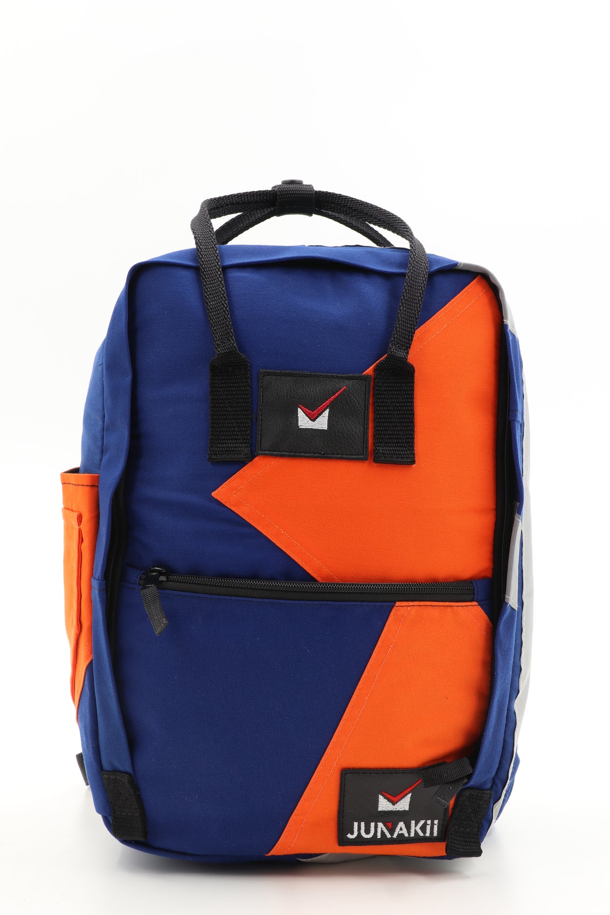 Laptop Rucksack blau orange aus upgecycelter Feuerwehrkleidung 38x27x13cm