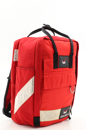 Laptop Rucksack rot aus upgecycelter Rettungsdienstkleidung 38x27x13cm