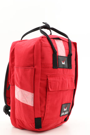 Laptop Rucksack rot aus upgecycelter Rettungsdienstkleidung 38x27x13cm