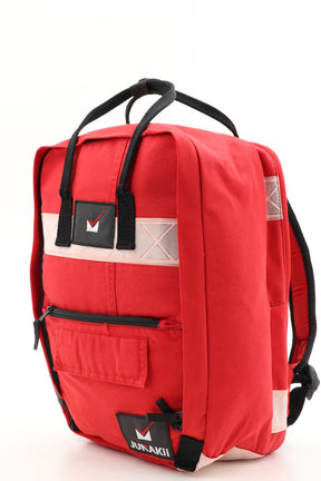 Laptop Rucksack rot aus upgecycelter Rettungsdienstkleidung 38x27x13cm