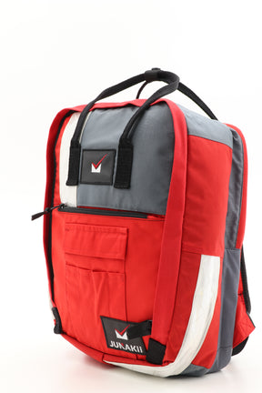 Laptop Rucksack rot aus upgecycelter Rettungsdienstkleidung 38x27x13cm