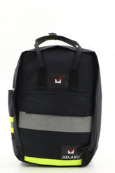 Laptop Rucksack schwarz gelb aus upgecycelter Feuerwehrkleidung 38x27x13cm