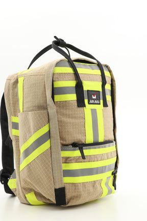 Laptop Rucksack beige aus upgecycelter Feuerwehrkleidung 38x27x13cm