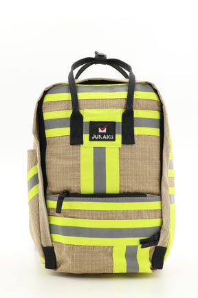 Laptop Rucksack beige aus upgecycelter Feuerwehrkleidung 38x27x13cm