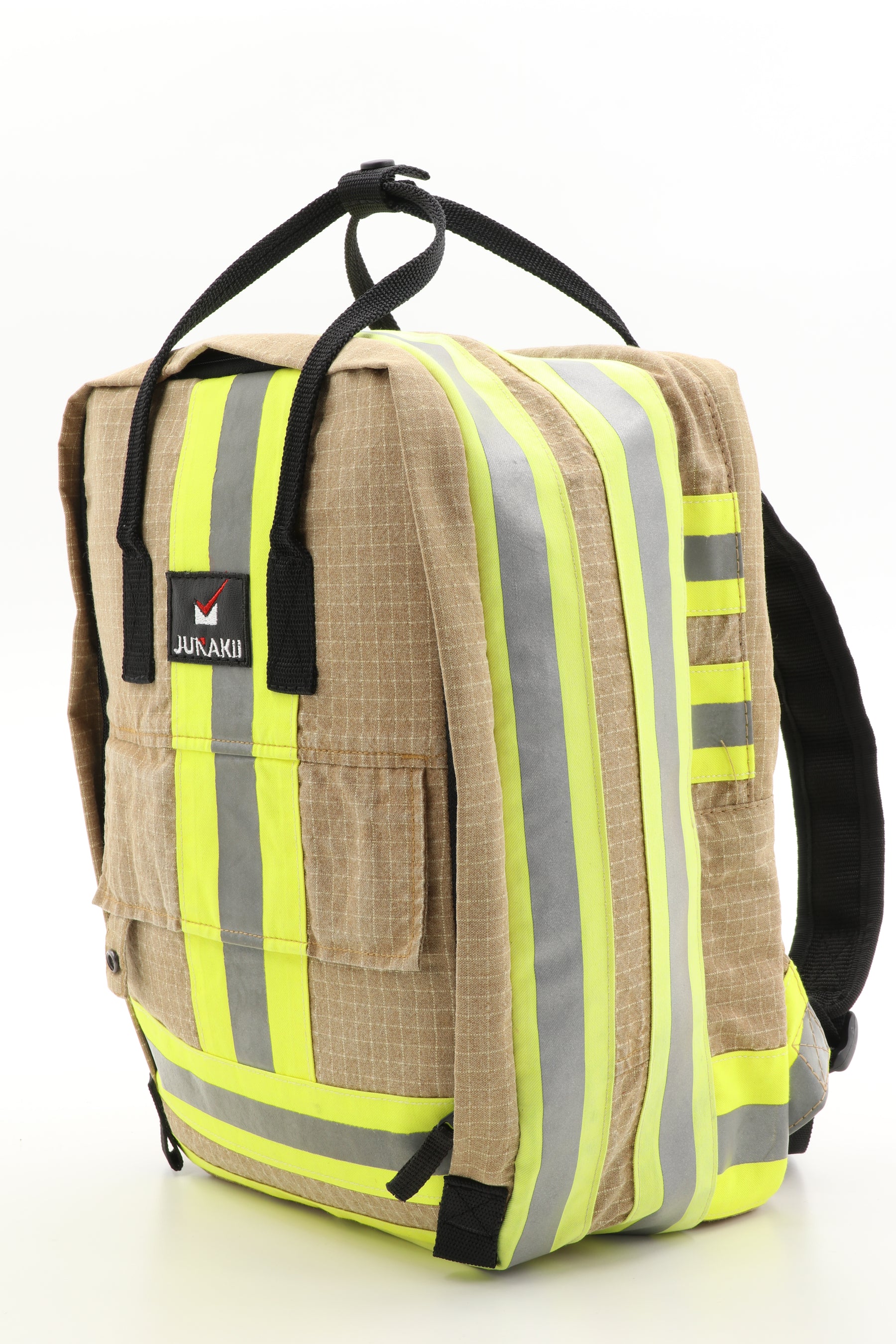 Laptop Rucksack beige aus upgecycelter Feuerwehrkleidung 38x27x13cm