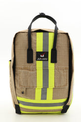 Laptop Rucksack beige aus upgecycelter Feuerwehrkleidung 38x27x13cm