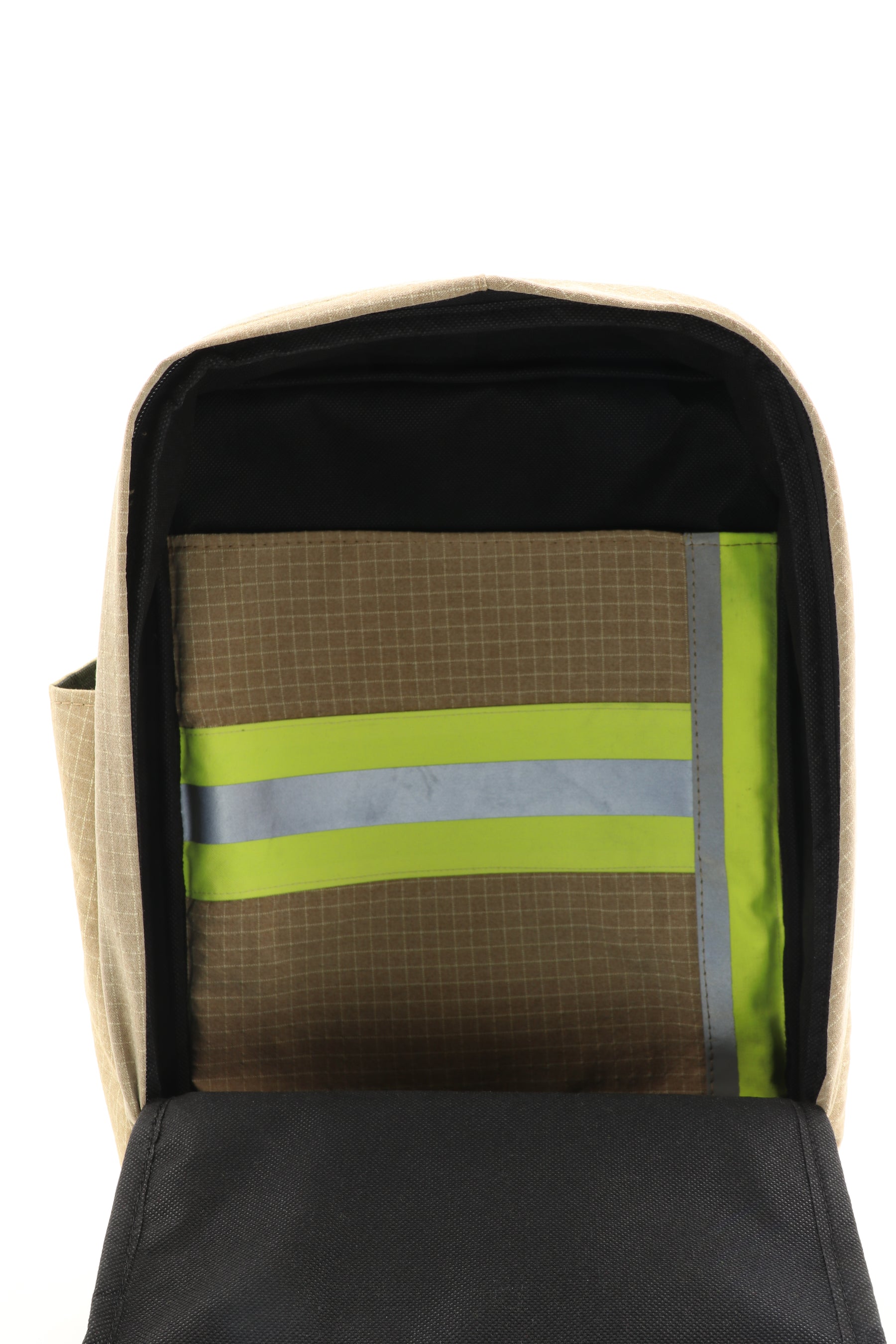 Laptop Rucksack beige aus upgecycelter Feuerwehrkleidung 38x27x13cm