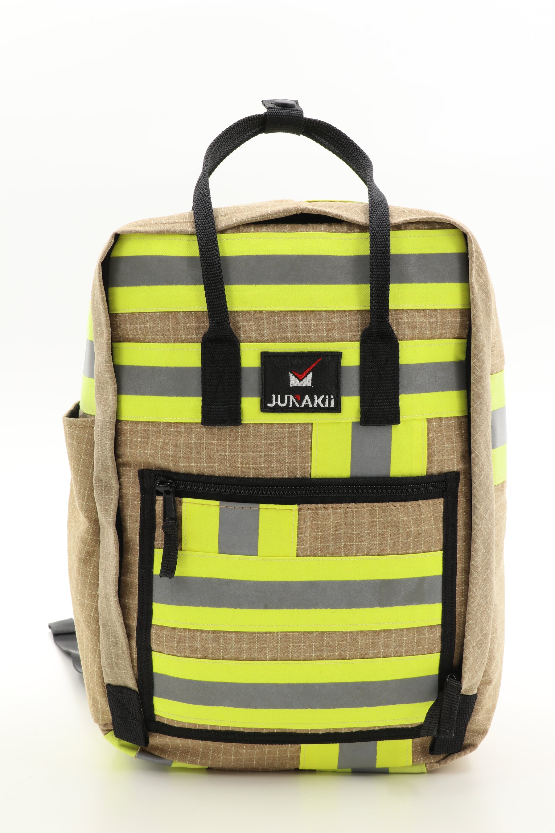 Laptop Rucksack beige aus upgecycelter Feuerwehrkleidung 38x27x13cm
