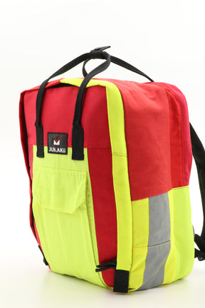Laptop Rucksack gelb aus upgecycelter Rettungsdienstkleidung 38x27x13cm