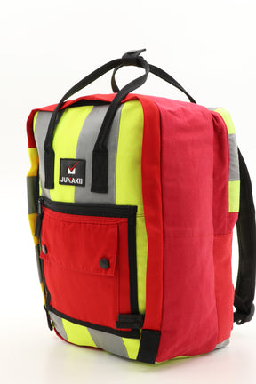 Laptop Rucksack gelb aus upgecycelter Rettungsdienstkleidung 38x27x13cm