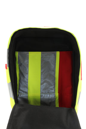 Laptop Rucksack gelb aus upgecycelter Rettungsdienstkleidung 38x27x13cm