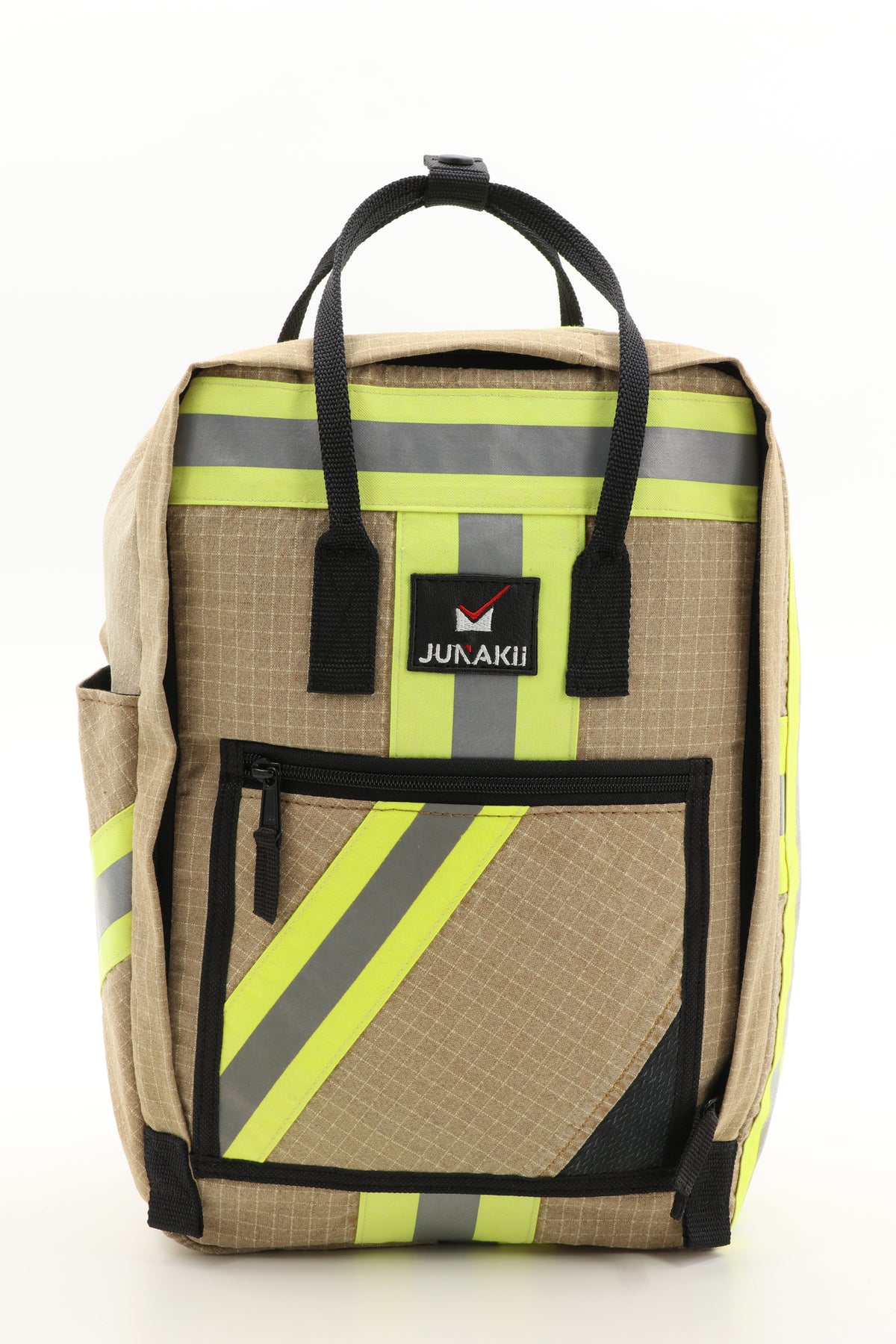 Laptop Rucksack beige aus upgecycelter Feuerwehrkleidung 38x27x13cm
