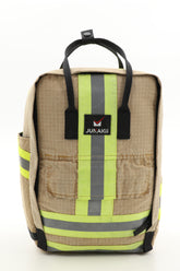 Laptop Rucksack beige aus upgecycelter Feuerwehrkleidung 38x27x13cm