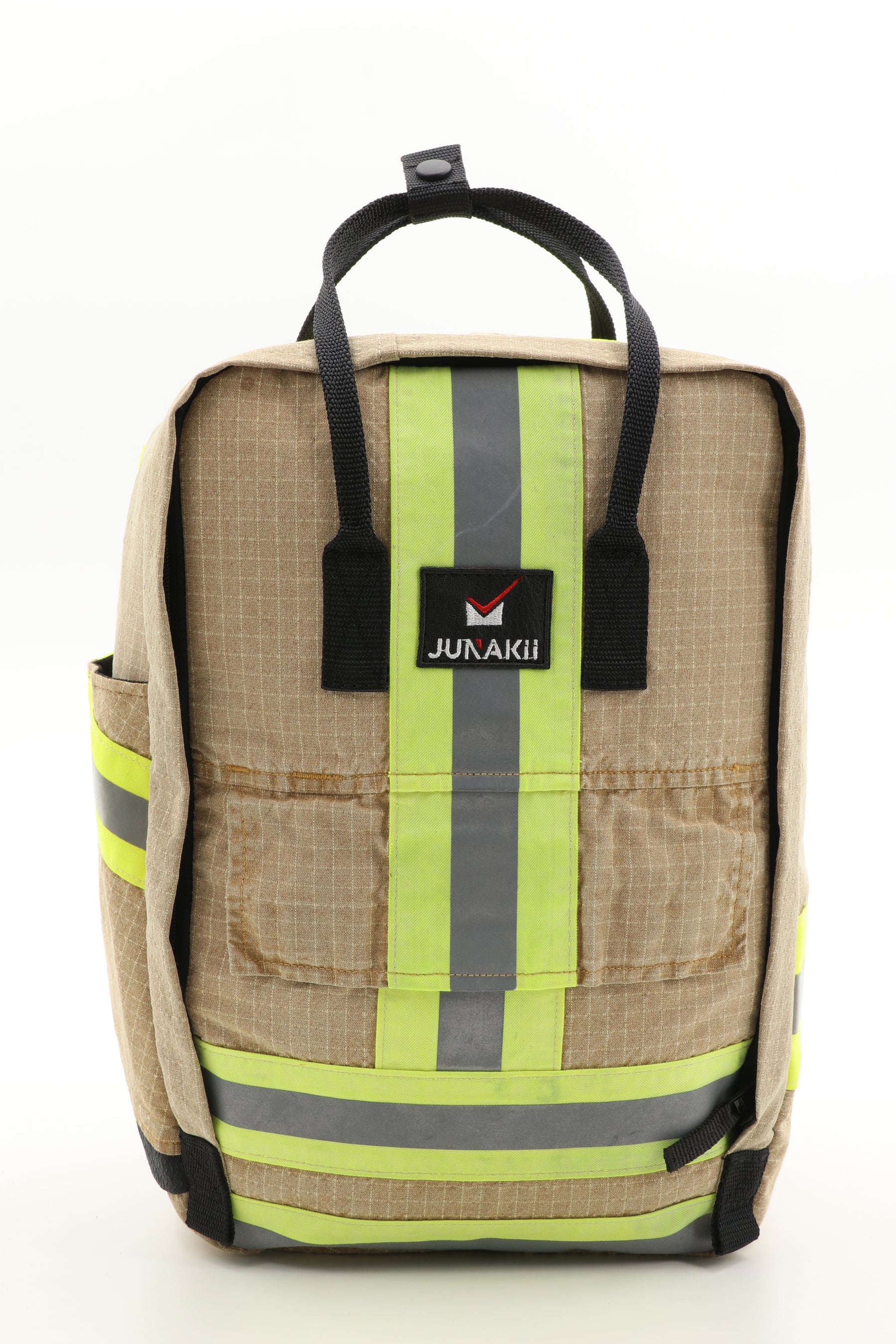 Laptop Rucksack beige aus upgecycelter Feuerwehrkleidung 38x27x13cm