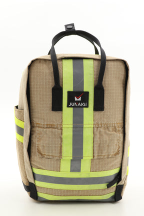 Laptop Rucksack beige aus upgecycelter Feuerwehrkleidung 38x27x13cm