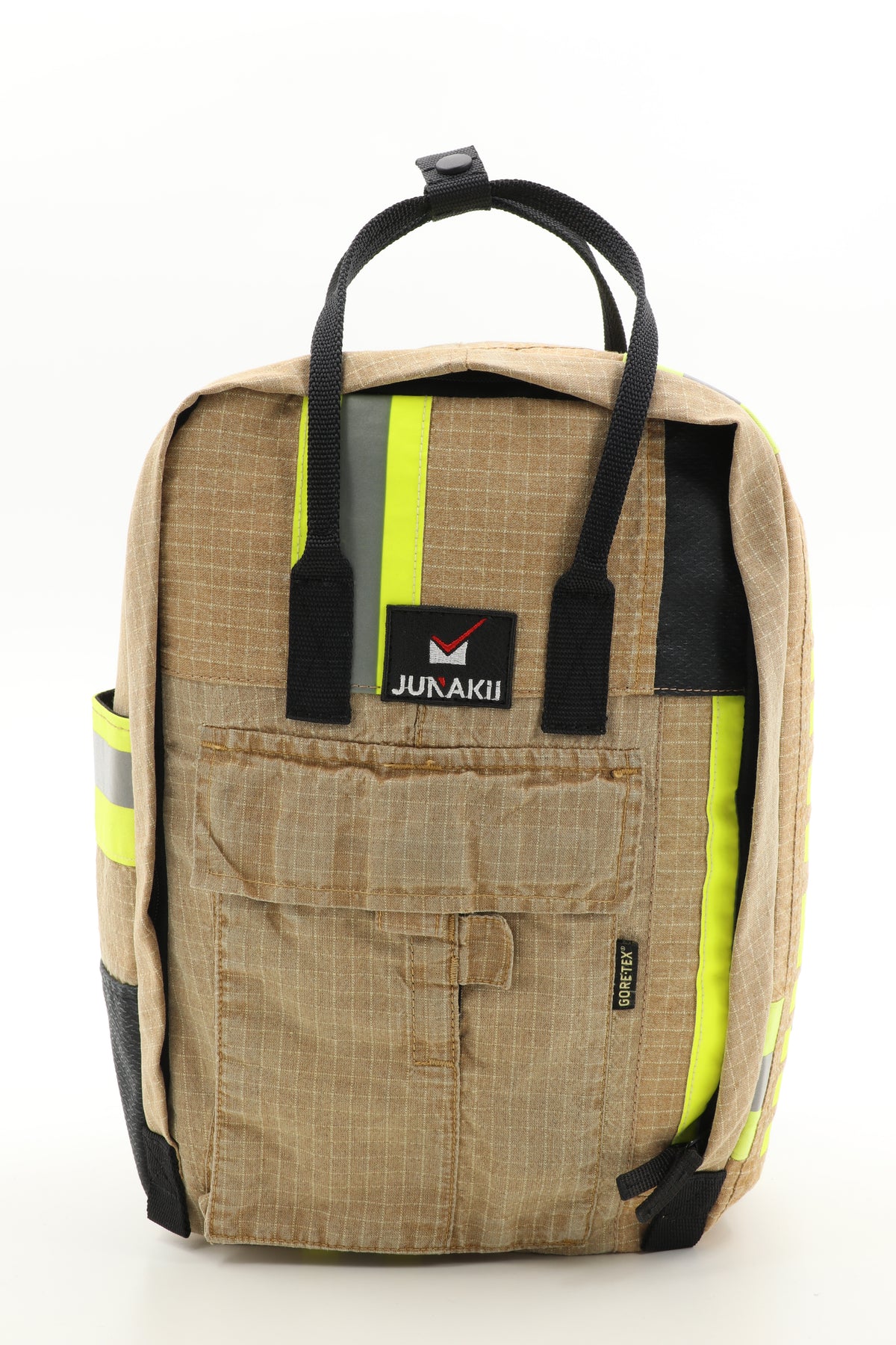 Laptop Rucksack beige aus upgecycelter Feuerwehrkleidung 38x27x13cm