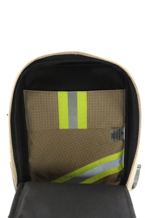 Laptop Rucksack beige aus upgecycelter Feuerwehrkleidung 38x27x13cm