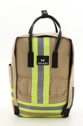 Laptop Rucksack beige aus upgecycelter Feuerwehrkleidung 38x27x13cm