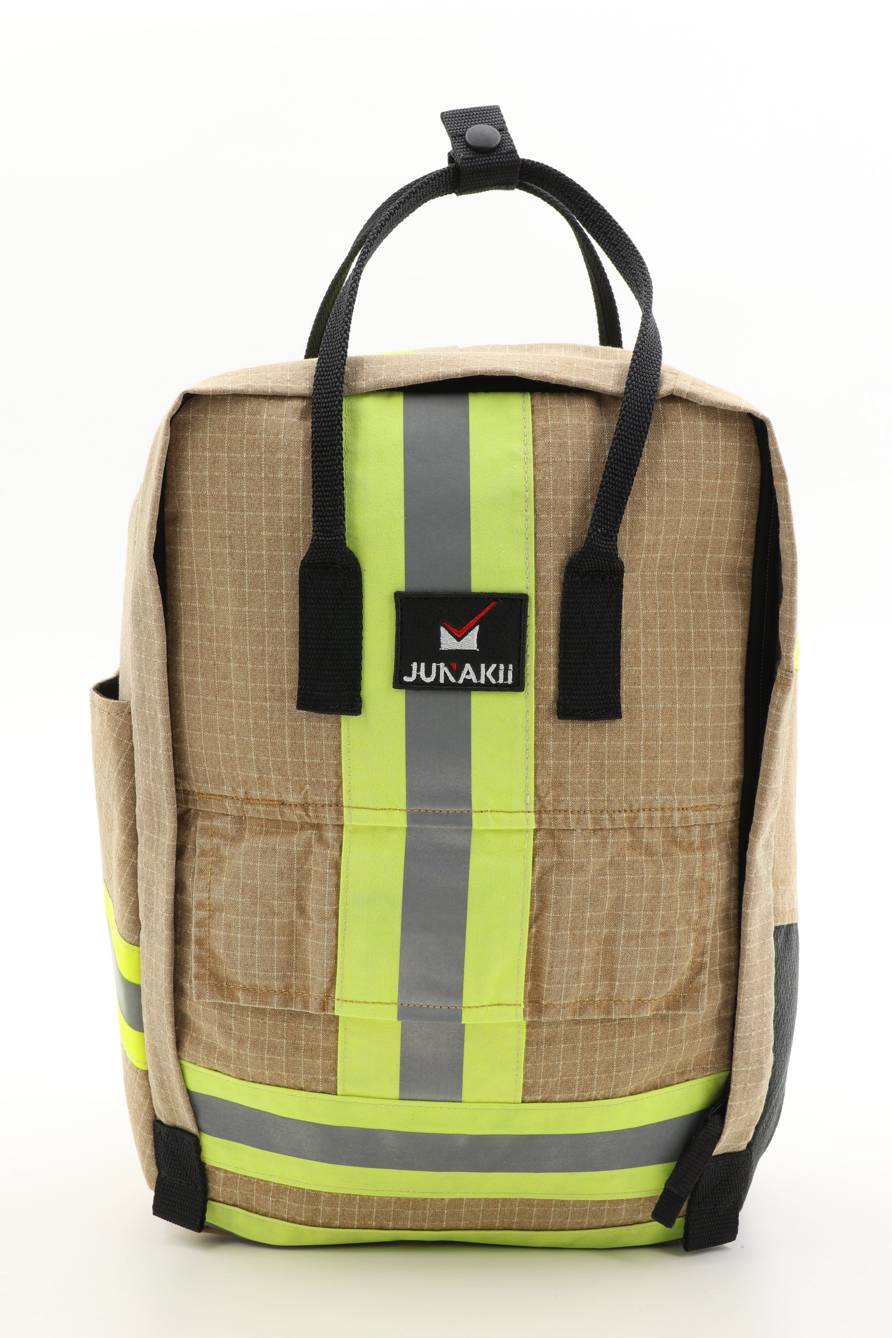 Laptop Rucksack beige aus upgecycelter Feuerwehrkleidung 38x27x13cm
