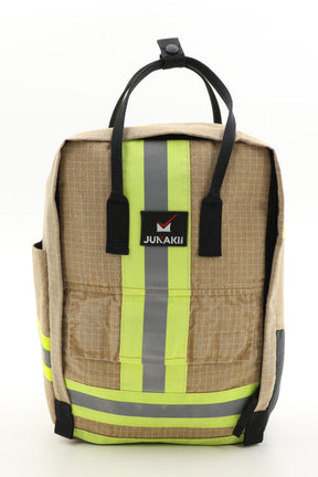 Laptop Rucksack beige aus upgecycelter Feuerwehrkleidung 38x27x13cm