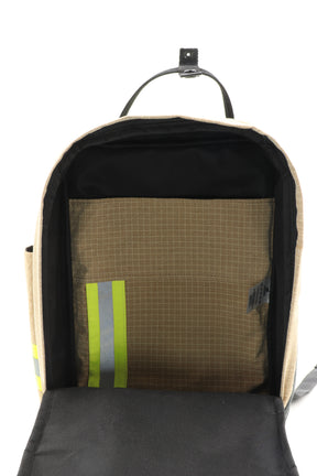 Laptop Rucksack beige aus upgecycelter Feuerwehrkleidung 38x27x13cm